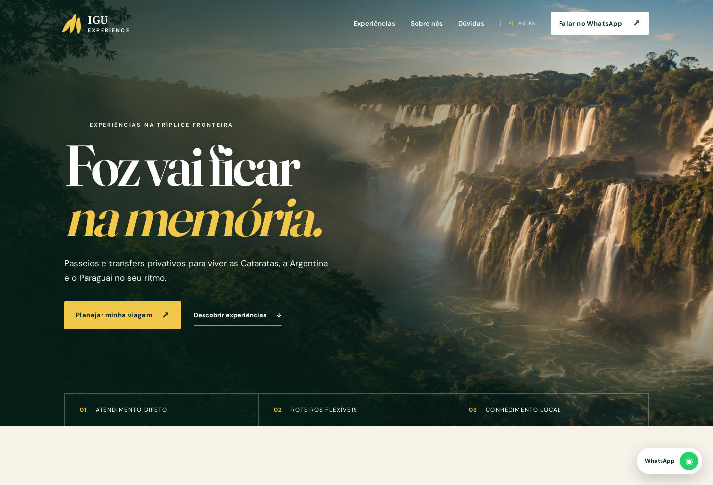 IGU Experience website for private tours and airport transfers in the Foz do Iguaçu region